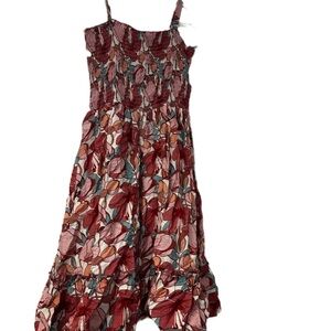 One Child girls sz 10 floral jumper dress fun spring summer pink red orange teal